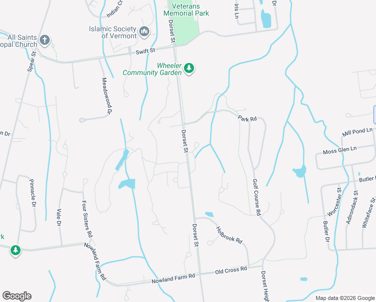 map of restaurants, bars, coffee shops, grocery stores, and more near 1200 Dorset Street in South Burlington