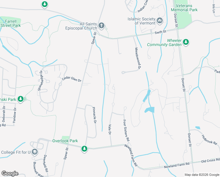map of restaurants, bars, coffee shops, grocery stores, and more near 219 Meadowood Drive in South Burlington