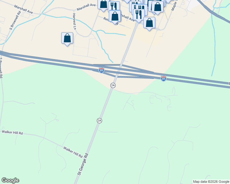 map of restaurants, bars, coffee shops, grocery stores, and more near 3157 Saint George Road in Williston