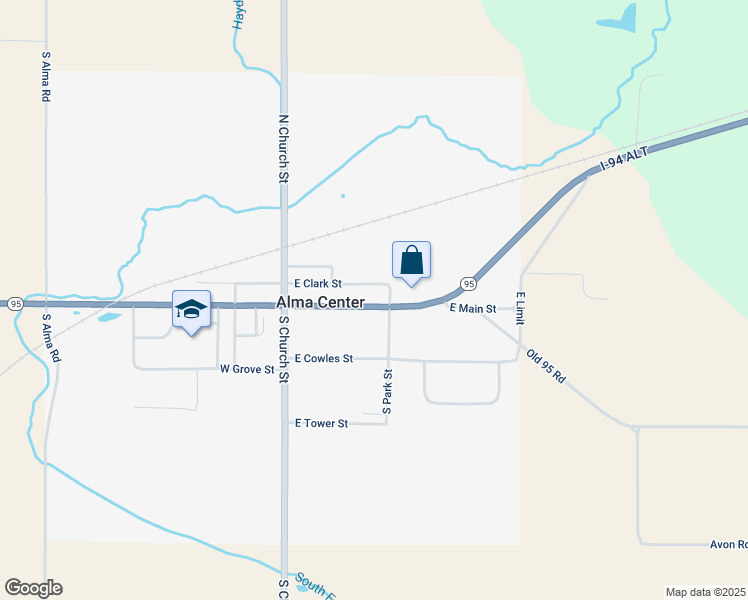 map of restaurants, bars, coffee shops, grocery stores, and more near 242 East Main Street in Alma Center