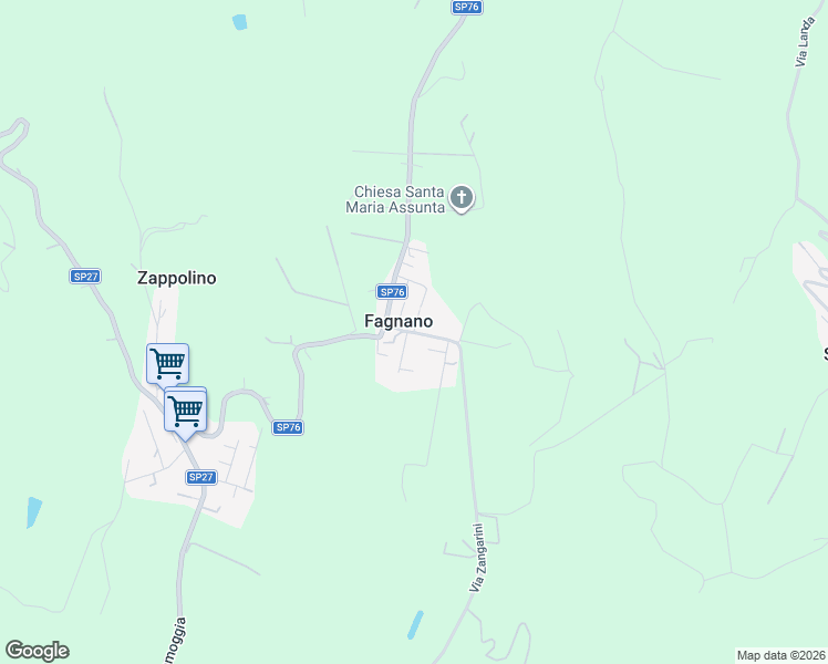 map of restaurants, bars, coffee shops, grocery stores, and more near 91 Via Onorio II in Fagnano