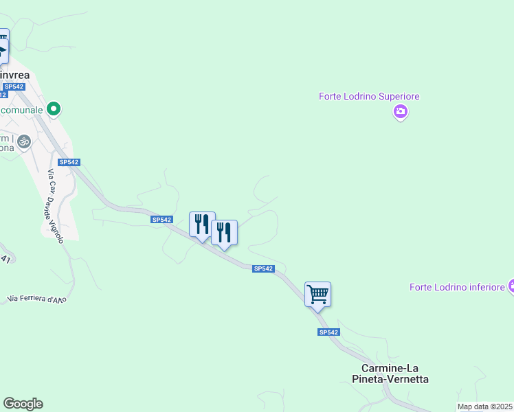 map of restaurants, bars, coffee shops, grocery stores, and more near 51 Località la Pineta in Carmine-la Pineta-vernetta