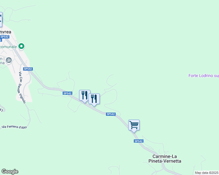 map of restaurants, bars, coffee shops, grocery stores, and more near 51 Località la Pineta in Carmine-la Pineta-vernetta