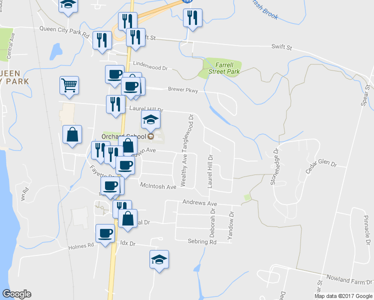 map of restaurants, bars, coffee shops, grocery stores, and more near 48 Baldwin Avenue in South Burlington