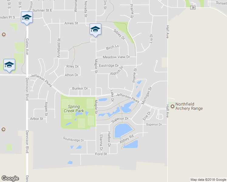 map of restaurants, bars, coffee shops, grocery stores, and more near 800 Saint Lawrence Drive in Northfield