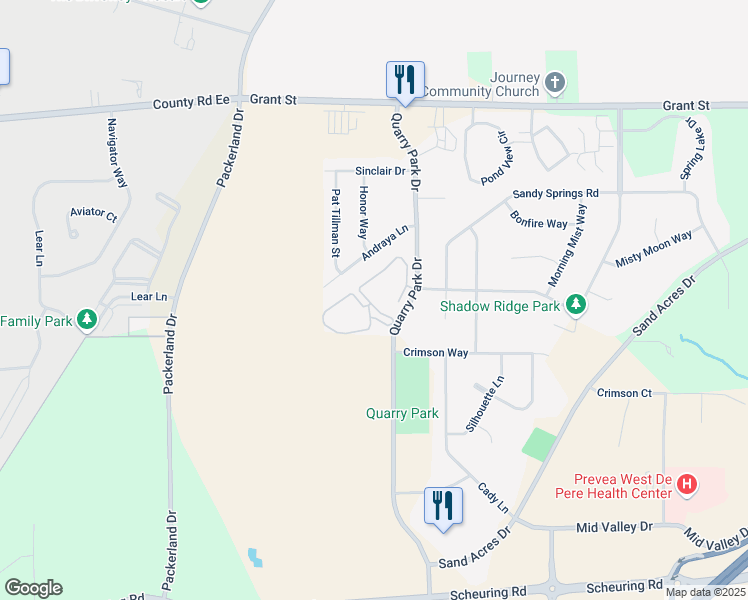 map of restaurants, bars, coffee shops, grocery stores, and more near 1574 Quarry Park Drive in De Pere