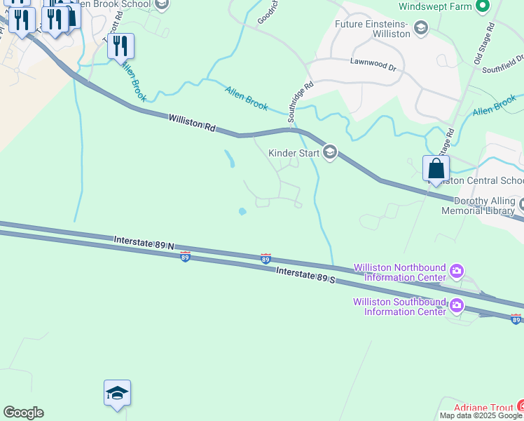 map of restaurants, bars, coffee shops, grocery stores, and more near 55 Abbey Road in Williston