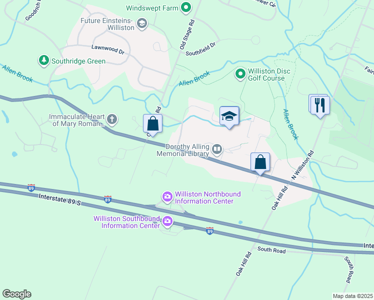 map of restaurants, bars, coffee shops, grocery stores, and more near 7690 Williston Road in Williston