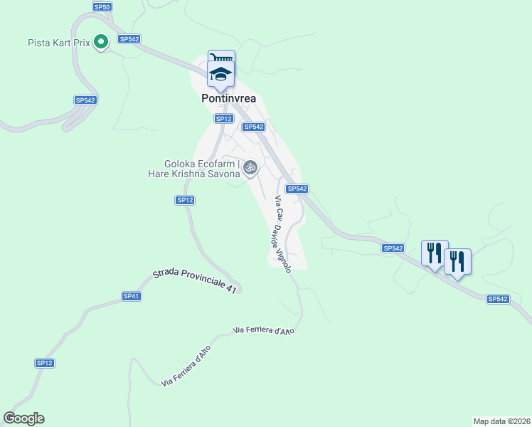 map of restaurants, bars, coffee shops, grocery stores, and more near 14 Via Bigatti in Pontinvrea