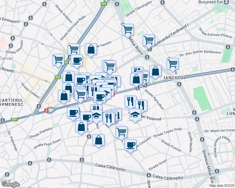map of restaurants, bars, coffee shops, grocery stores, and more near 66 Bulevardul Pache Protopopescu in București