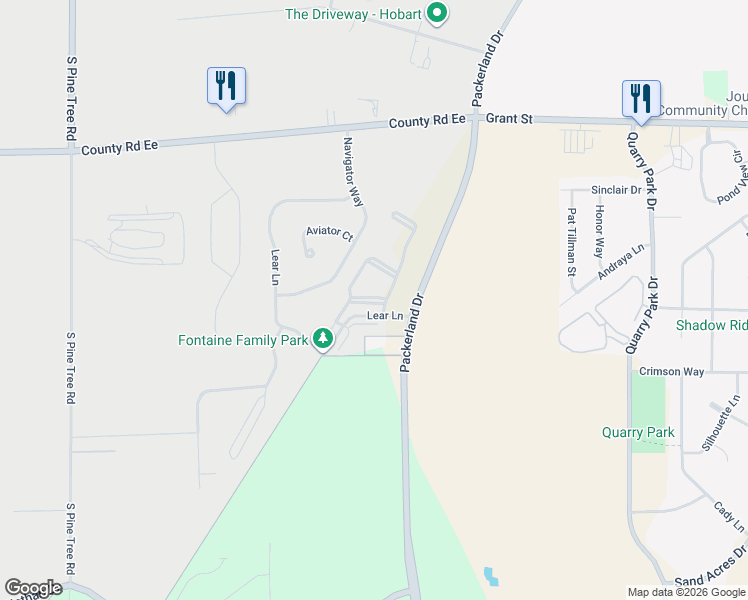 map of restaurants, bars, coffee shops, grocery stores, and more near 1260 Lear Lane in Hobart