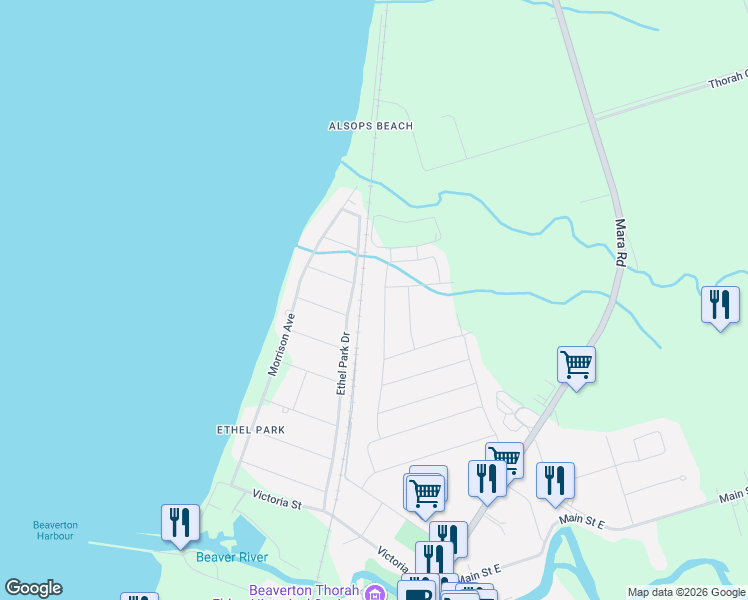 map of restaurants, bars, coffee shops, grocery stores, and more near 72 Terry Clayton Avenue in Brock
