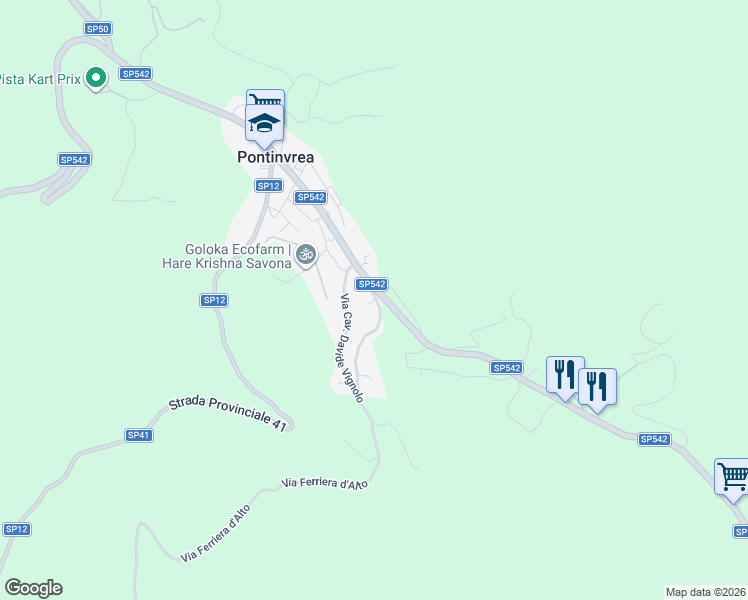 map of restaurants, bars, coffee shops, grocery stores, and more near 14 Via Bigatti in Pontinvrea