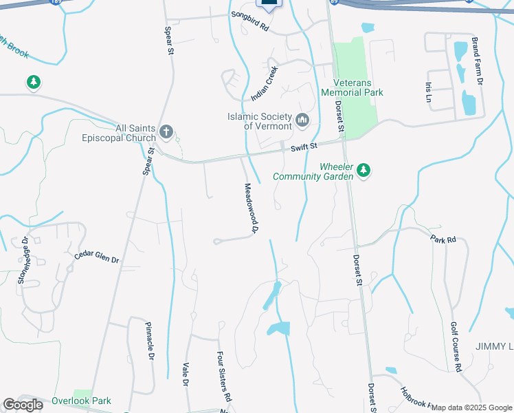 map of restaurants, bars, coffee shops, grocery stores, and more near 207 Meadowood Dr in South Burlington