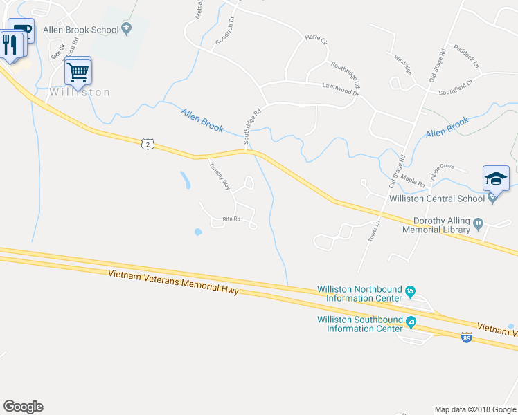 map of restaurants, bars, coffee shops, grocery stores, and more near 222 Cedar Lane in Williston