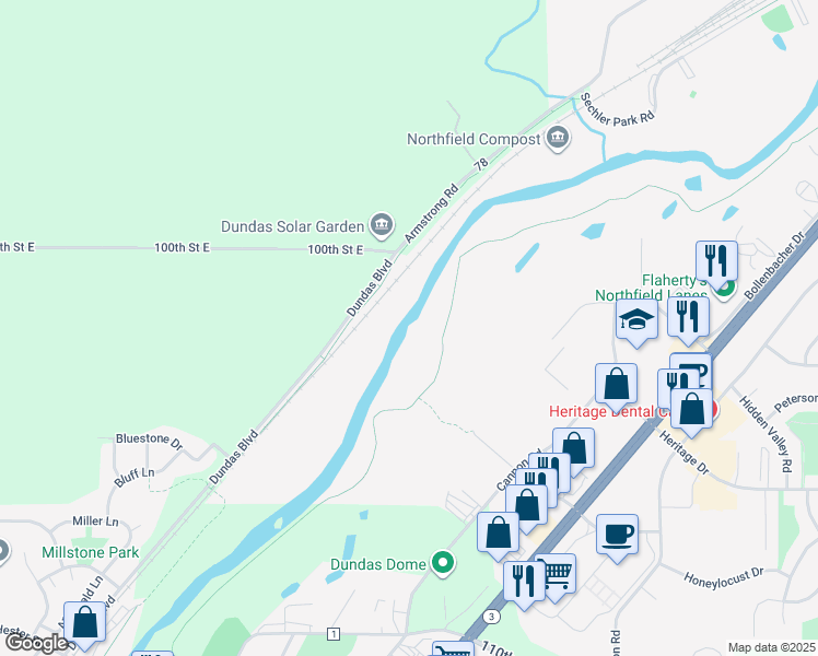 map of restaurants, bars, coffee shops, grocery stores, and more near 1700 Dundas Boulevard in Dundas