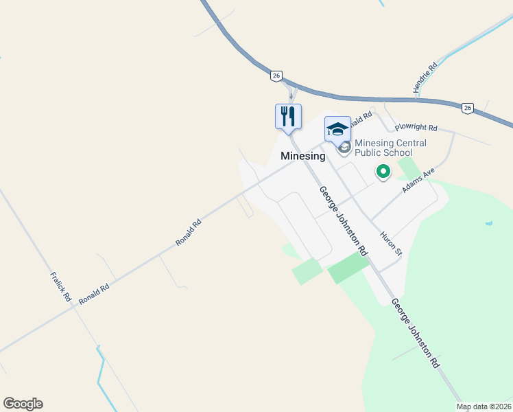 map of restaurants, bars, coffee shops, grocery stores, and more near 8 Foyston Gate in Minesing