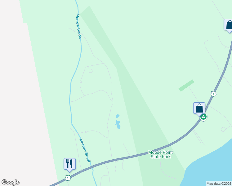 map of restaurants, bars, coffee shops, grocery stores, and more near 18 Sandy Ridge Lane in Searsport