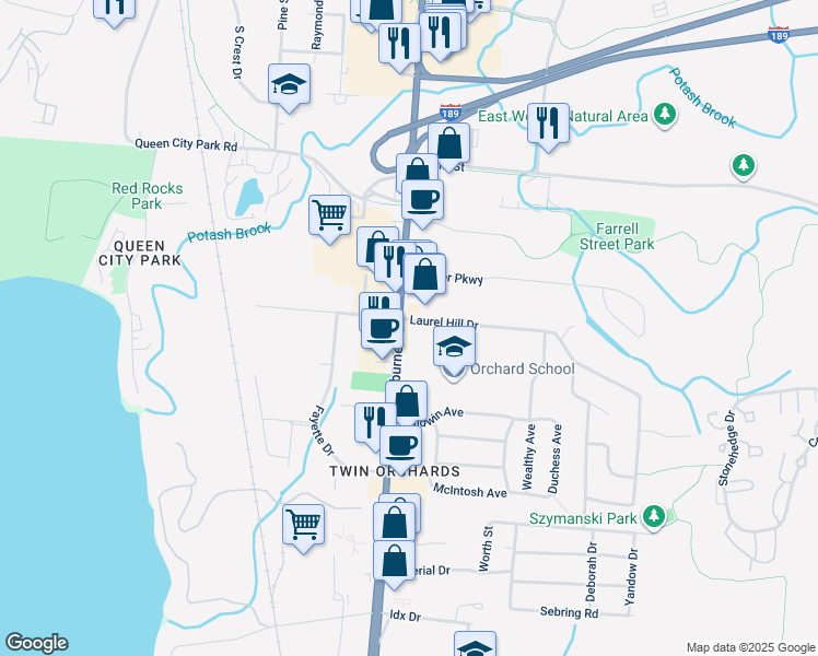 map of restaurants, bars, coffee shops, grocery stores, and more near 1000 Shelburne Road in South Burlington