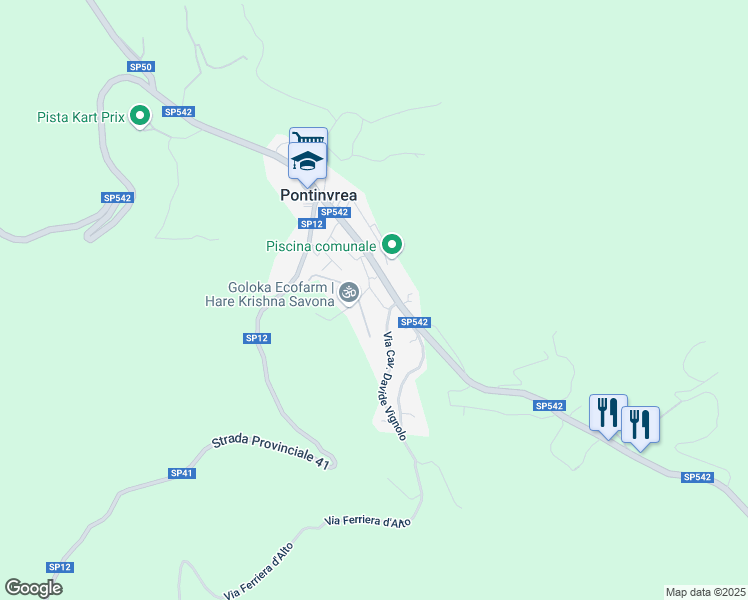 map of restaurants, bars, coffee shops, grocery stores, and more near 38 Via Roma in Pontinvrea