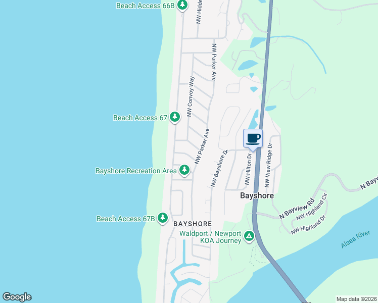 map of restaurants, bars, coffee shops, grocery stores, and more near 1900-2004 Northwest Clipper Street in Waldport