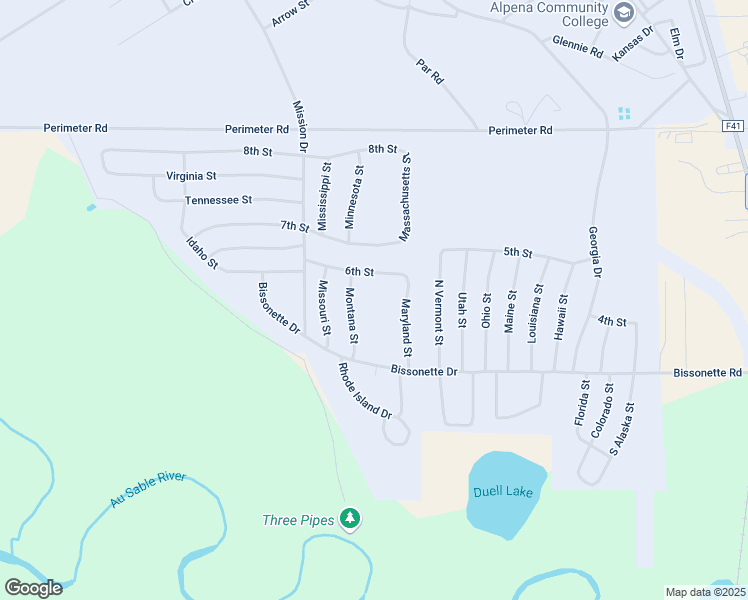 map of restaurants, bars, coffee shops, grocery stores, and more near 9500 Montana Street in Oscoda Township