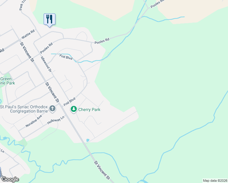 map of restaurants, bars, coffee shops, grocery stores, and more near 8 Mostar Court in Springwater