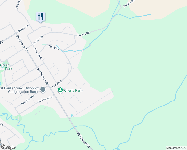 map of restaurants, bars, coffee shops, grocery stores, and more near 8 Mostar Court in Springwater