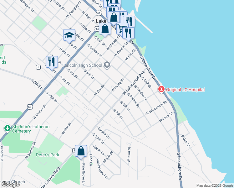 map of restaurants, bars, coffee shops, grocery stores, and more near 420 West Lakewood Avenue in Lake City