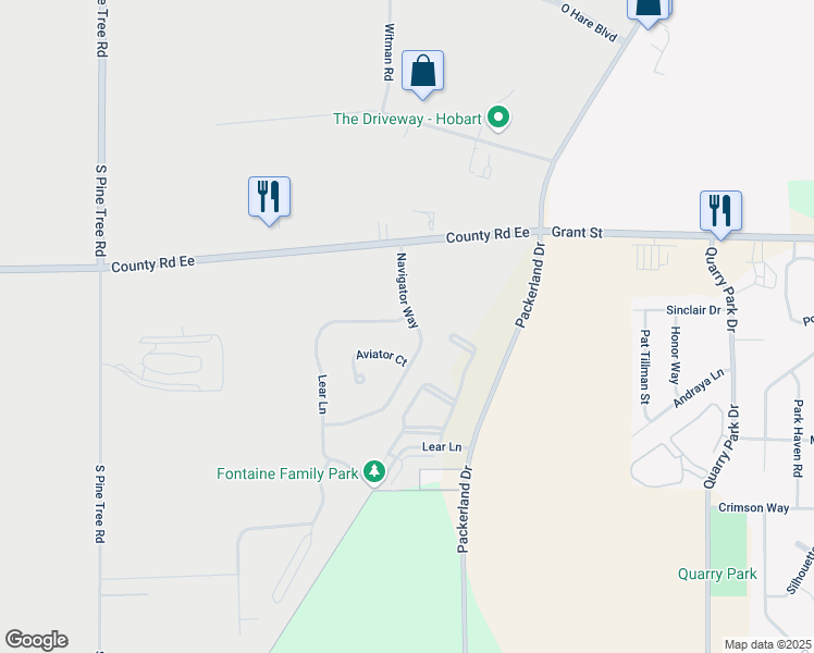 map of restaurants, bars, coffee shops, grocery stores, and more near 1451 Navigator Way in Hobart