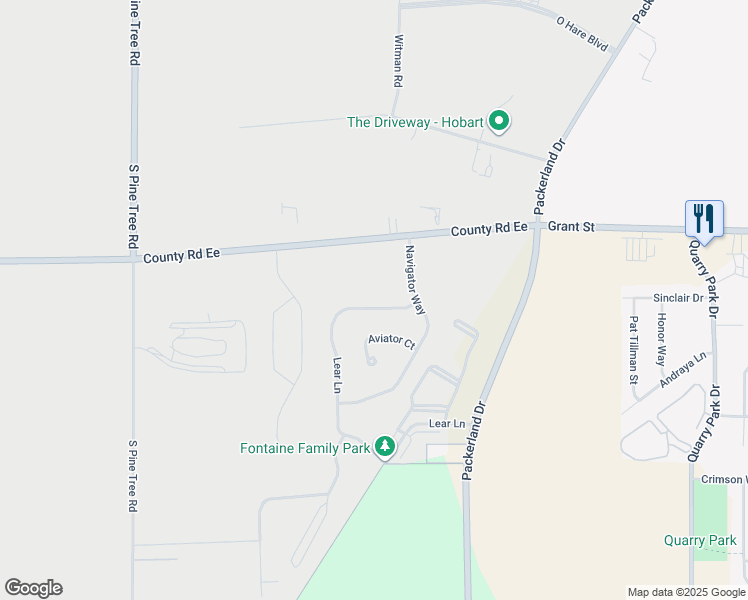 map of restaurants, bars, coffee shops, grocery stores, and more near 1469 Lear Lane in De Pere