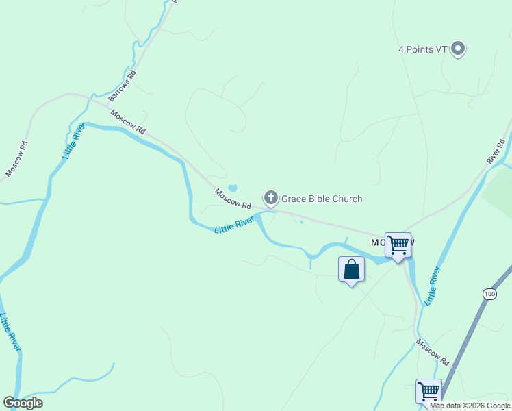 map of restaurants, bars, coffee shops, grocery stores, and more near 904 Moscow Road in Stowe