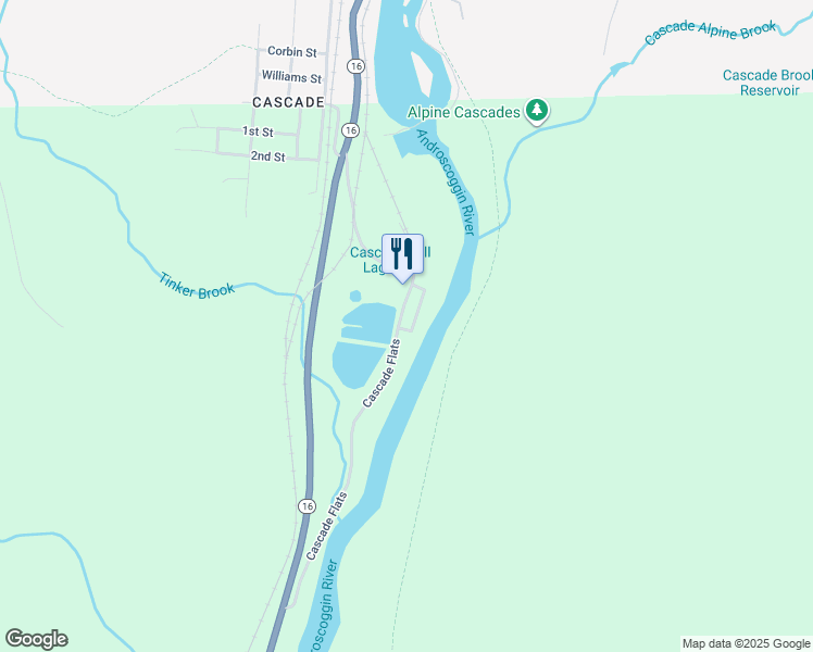 map of restaurants, bars, coffee shops, grocery stores, and more near 3 River Street in Gorham