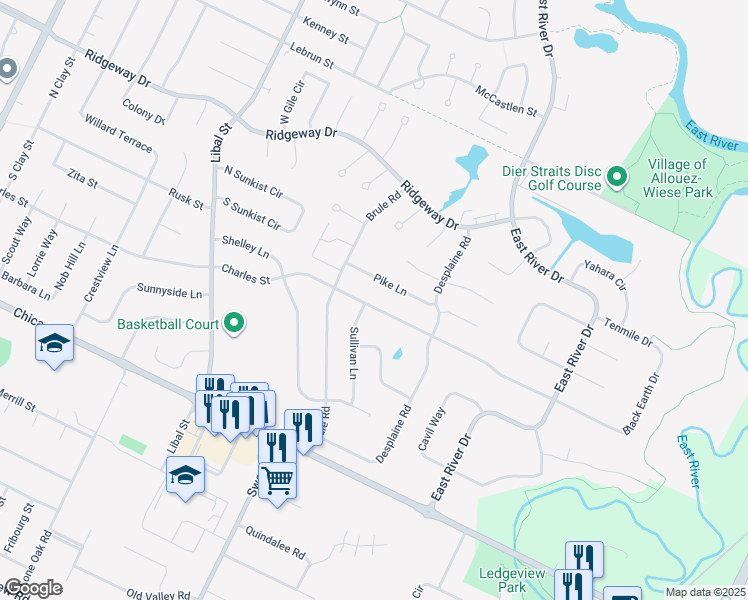 map of restaurants, bars, coffee shops, grocery stores, and more near 1931 Charles Street in De Pere