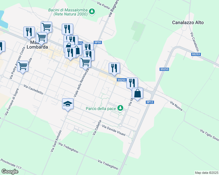 map of restaurants, bars, coffee shops, grocery stores, and more near 28C Via G. Amendola in Massa Lombarda