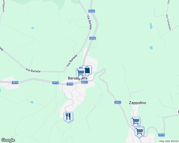 map of restaurants, bars, coffee shops, grocery stores, and more near 127 Via Prati di Soletto in Castello di Serravalle