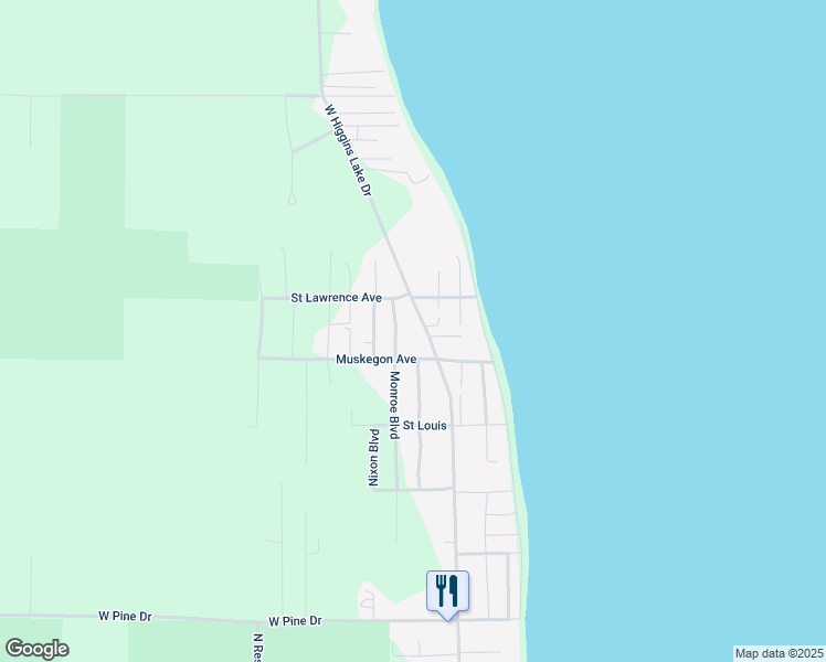 map of restaurants, bars, coffee shops, grocery stores, and more near 521-501 Monroe Boulevard in Roscommon
