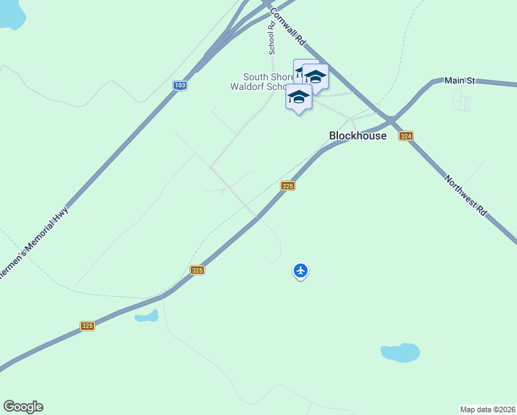 map of restaurants, bars, coffee shops, grocery stores, and more near 712 Nova Scotia 325 in Blockhouse