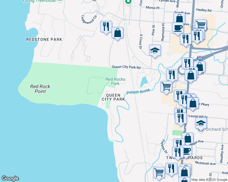 map of restaurants, bars, coffee shops, grocery stores, and more near in South Burlington