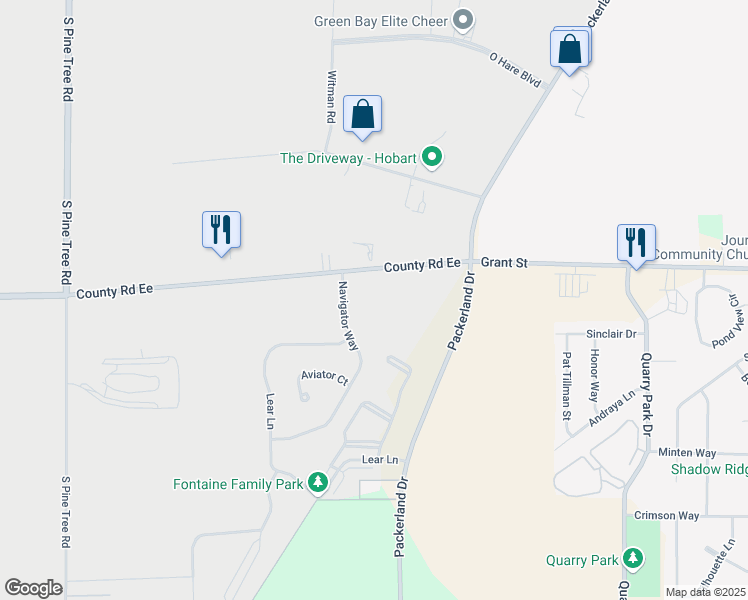 map of restaurants, bars, coffee shops, grocery stores, and more near 1470 Navigator Way in Hobart
