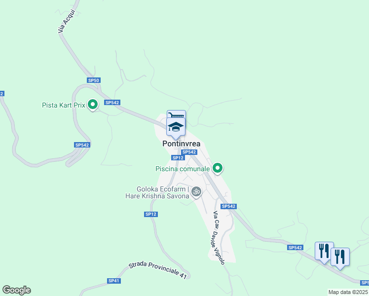 map of restaurants, bars, coffee shops, grocery stores, and more near 28 Piazza dell'Indipendenza in Pontinvrea