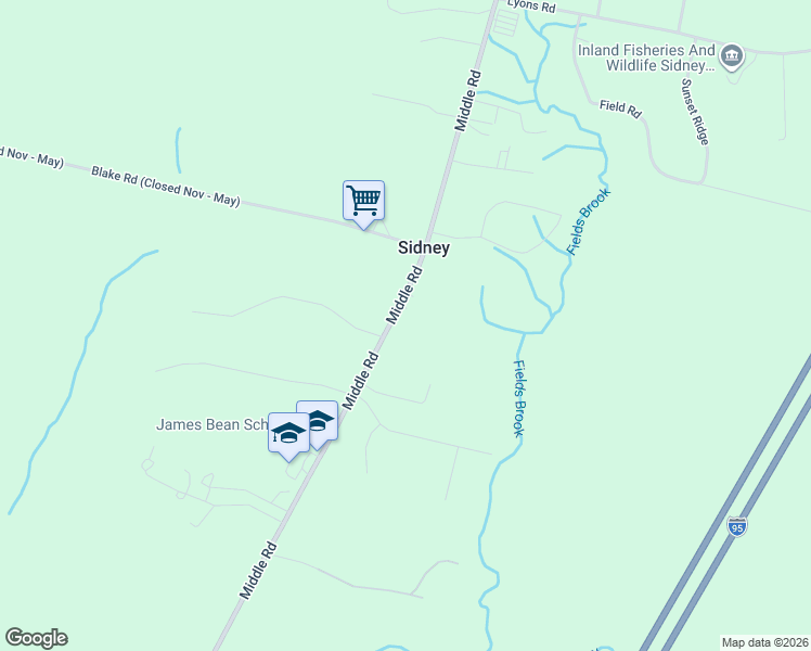 map of restaurants, bars, coffee shops, grocery stores, and more near 2945 Middle Road in Sidney