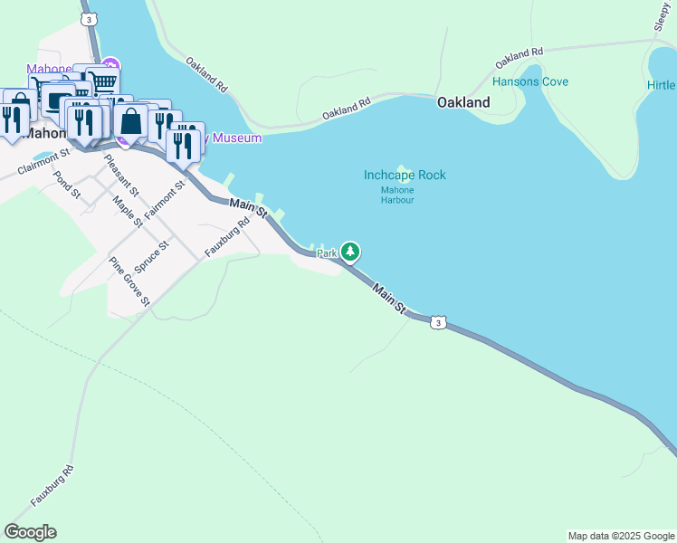 map of restaurants, bars, coffee shops, grocery stores, and more near 836 Main Street in Mahone Bay