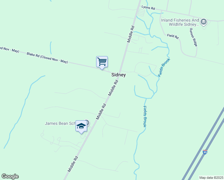map of restaurants, bars, coffee shops, grocery stores, and more near 2896 Middle Road in Sidney