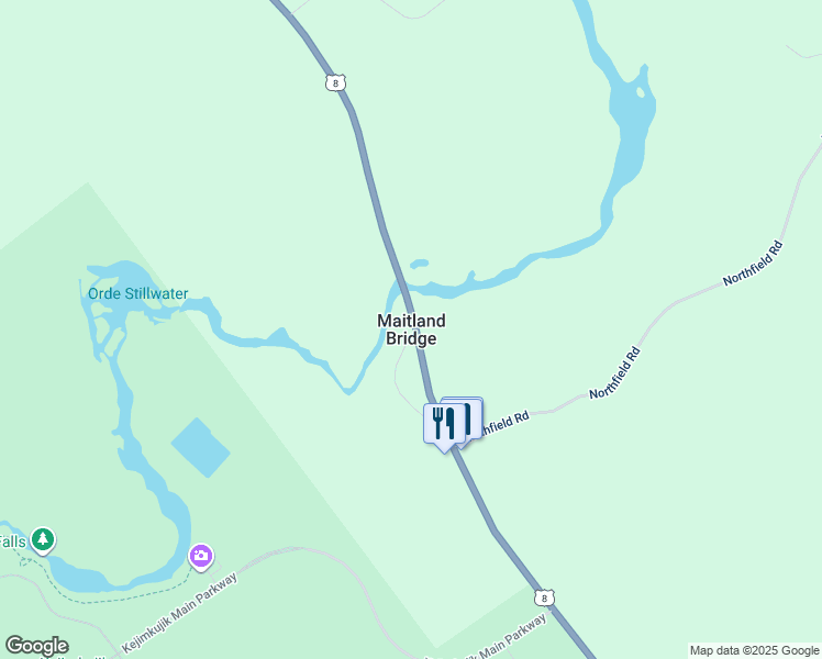 map of restaurants, bars, coffee shops, grocery stores, and more near in Maitland Bridge