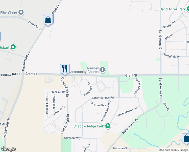 map of restaurants, bars, coffee shops, grocery stores, and more near 1795 Grant Street in Ashwaubenon