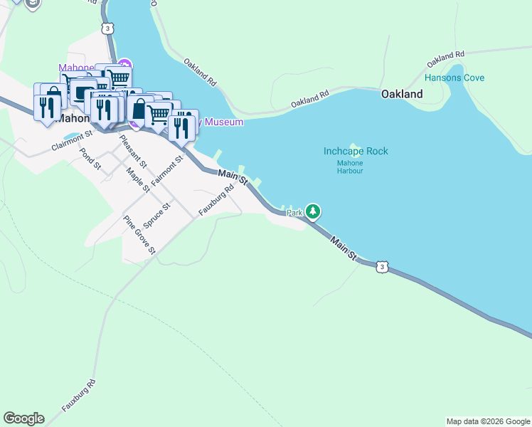 map of restaurants, bars, coffee shops, grocery stores, and more near 782 Main Street in Mahone Bay