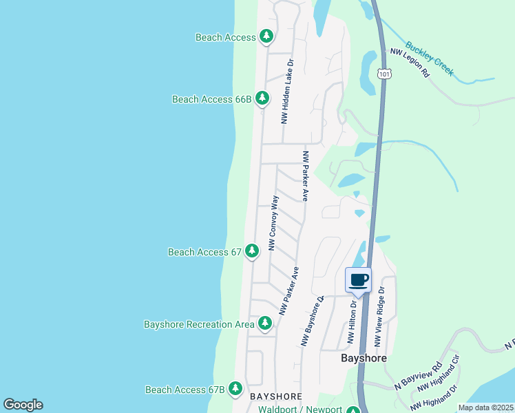 map of restaurants, bars, coffee shops, grocery stores, and more near 2601 Northwest Oceania Drive in Waldport