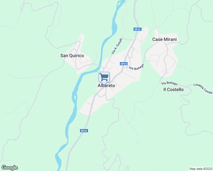 map of restaurants, bars, coffee shops, grocery stores, and more near 103 Strada Provinciale 23 in Albareto