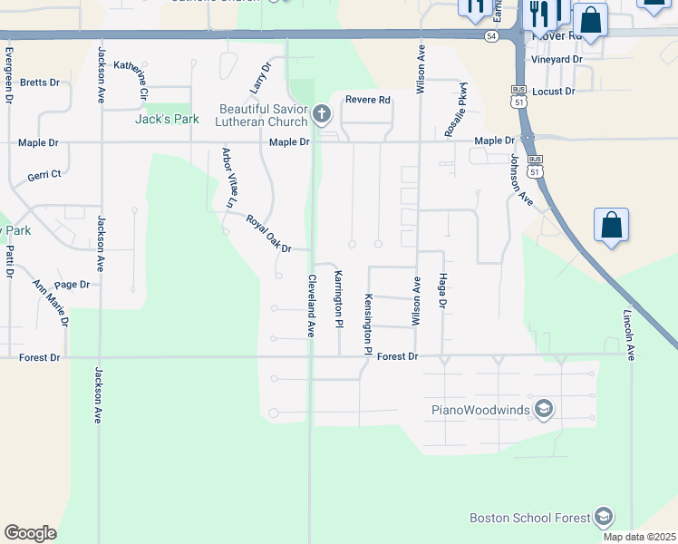 map of restaurants, bars, coffee shops, grocery stores, and more near 3540 Karrington Place in Plover